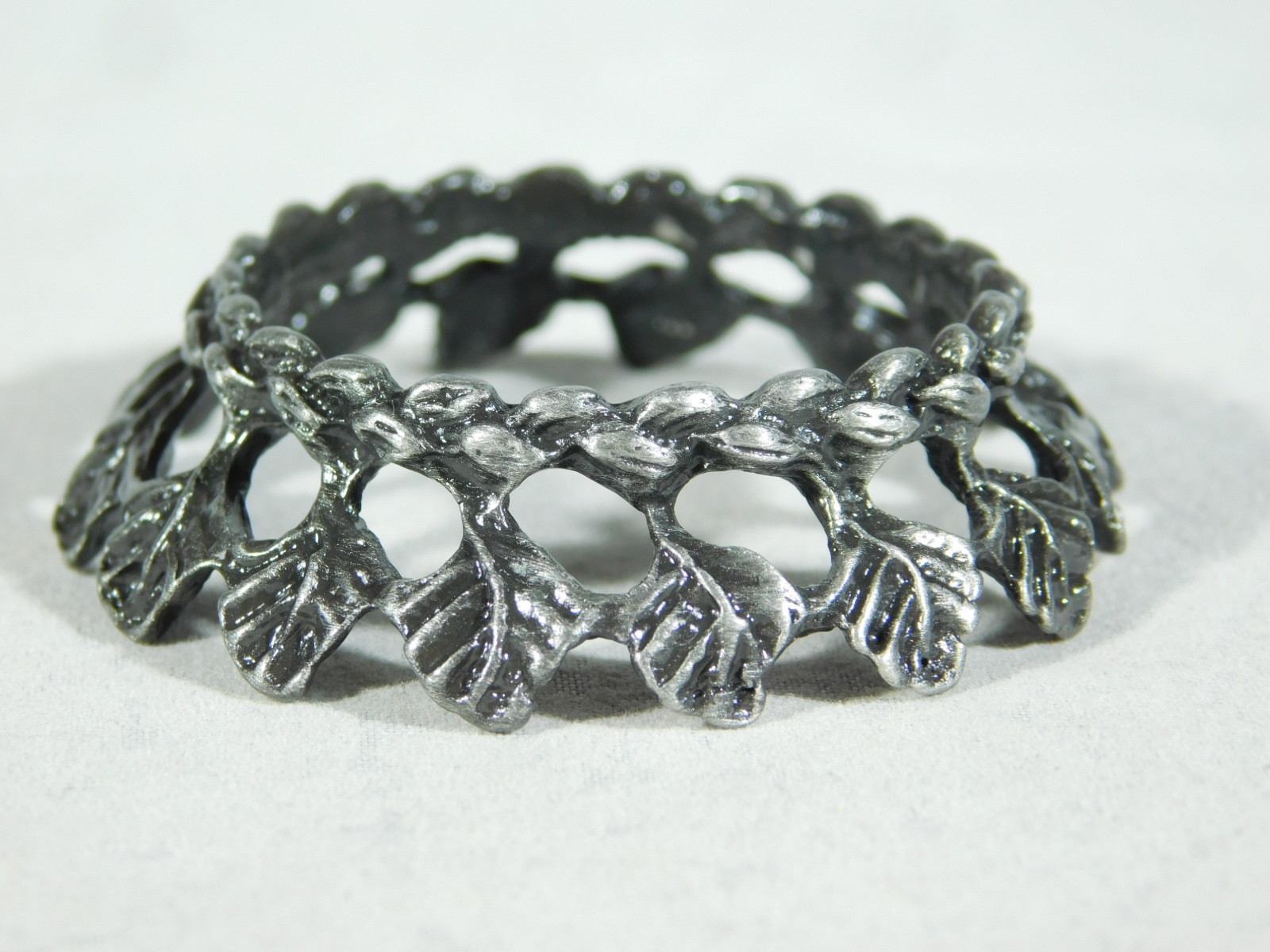 Sphere Display Stand LEAF Design Pewter Color Small Size