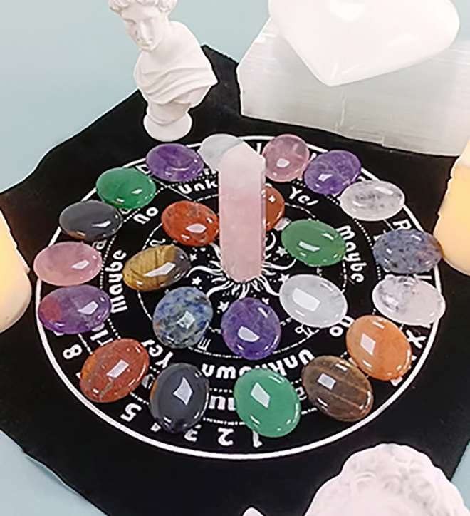 10PCS Healing Crystals Palm Stone Set Oval Crystal Amethyst Rose Quartz Obsid…