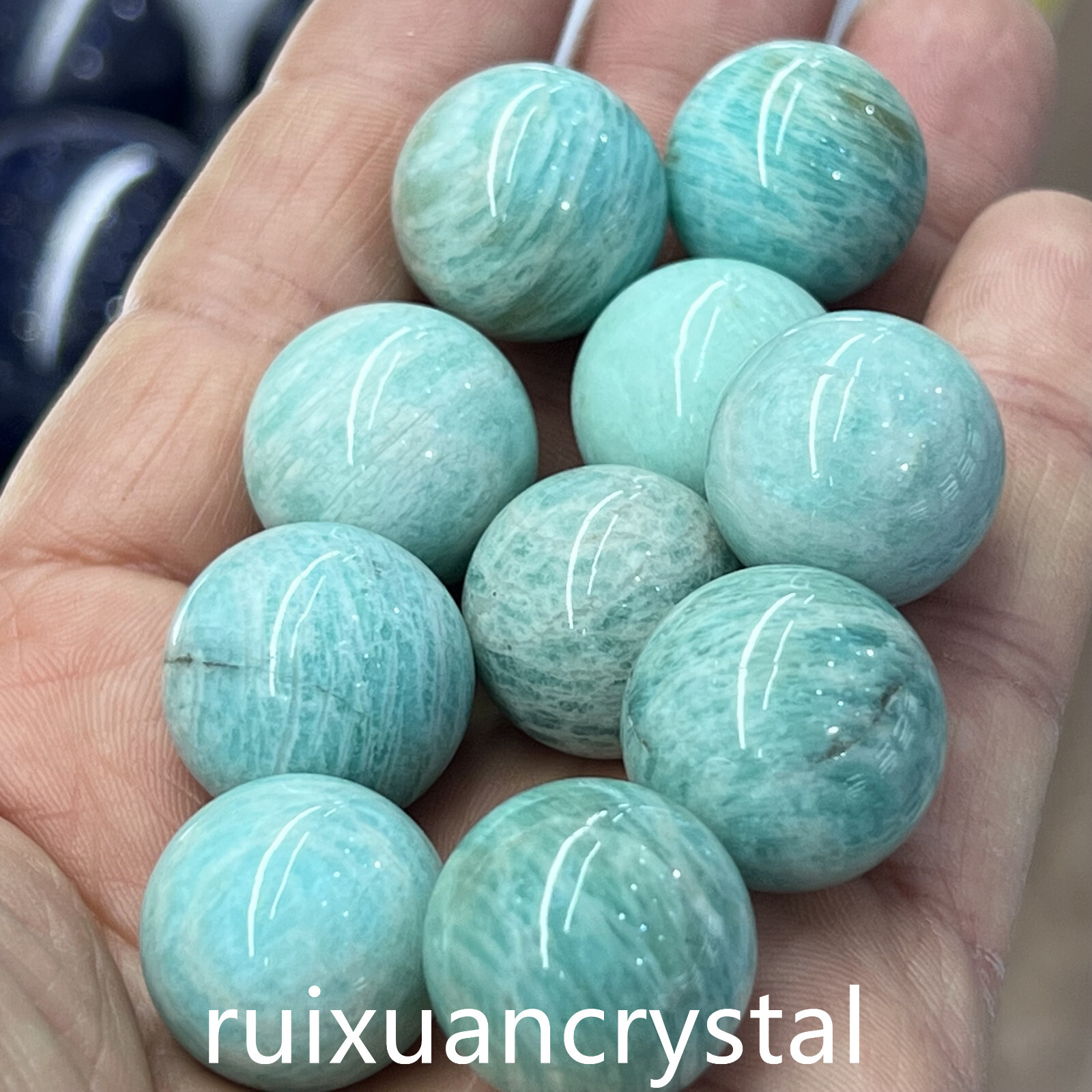 5pc Natural Amazonite Quartz Sphere Crystal Ball Reiki Healing 20mm