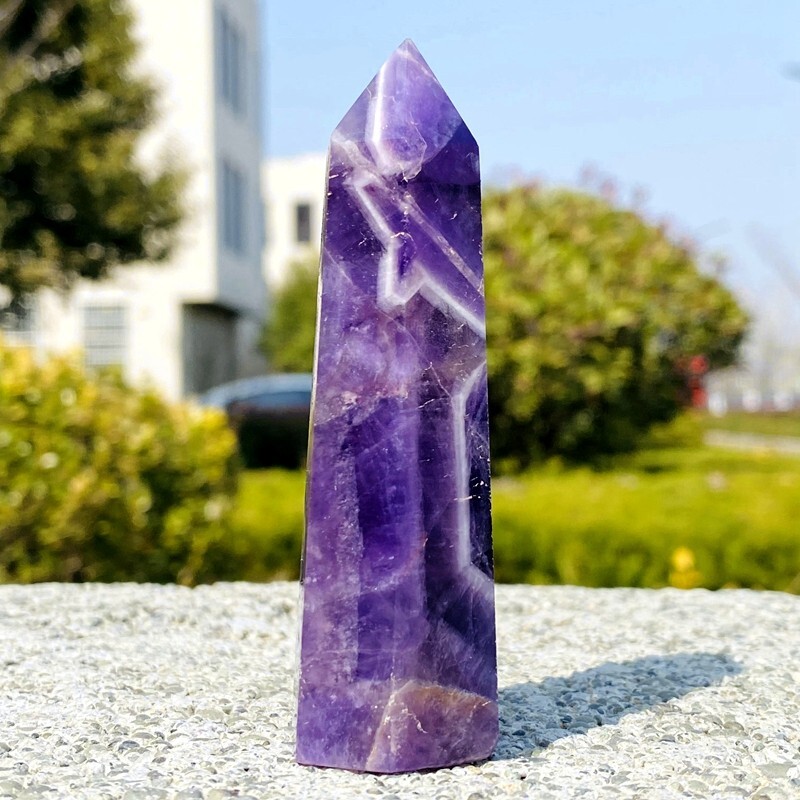 78g Natural dreamy amethyst obelisk quartz crystal energy column