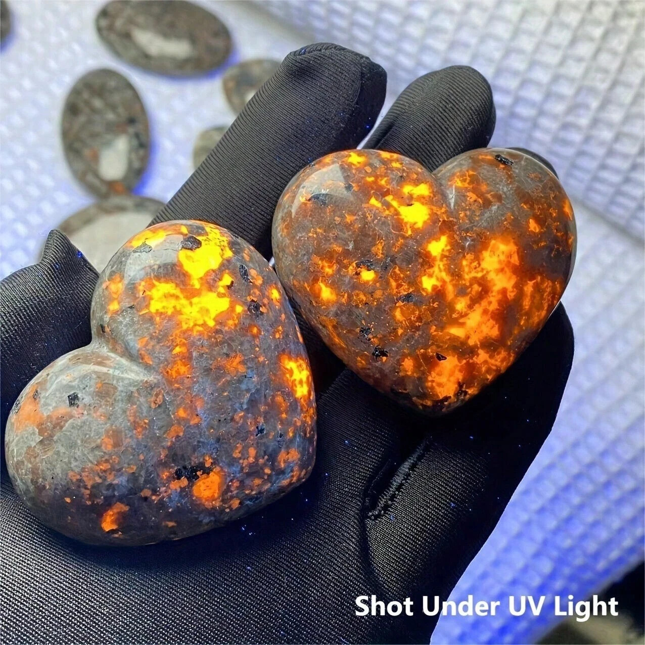 Yooperlite Crystal Heart Tumbled Stone UV Reactive Sodalite Gemstone Home Decor