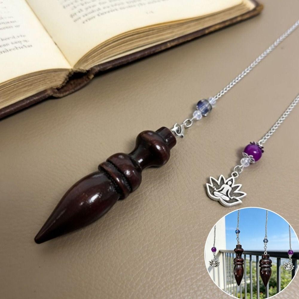 Wooden Pendulum Dowsing Chain Round Cone Amulet Reiki Spiritual Pendula Wicca