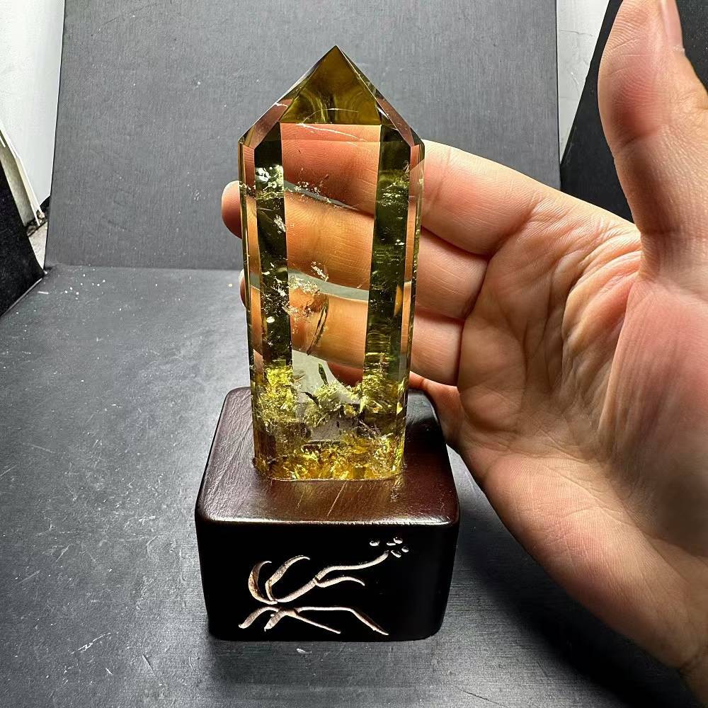 240g Natural Citrine Quartz Obelisk Energy Crystal Tower Point Reiki+Stand