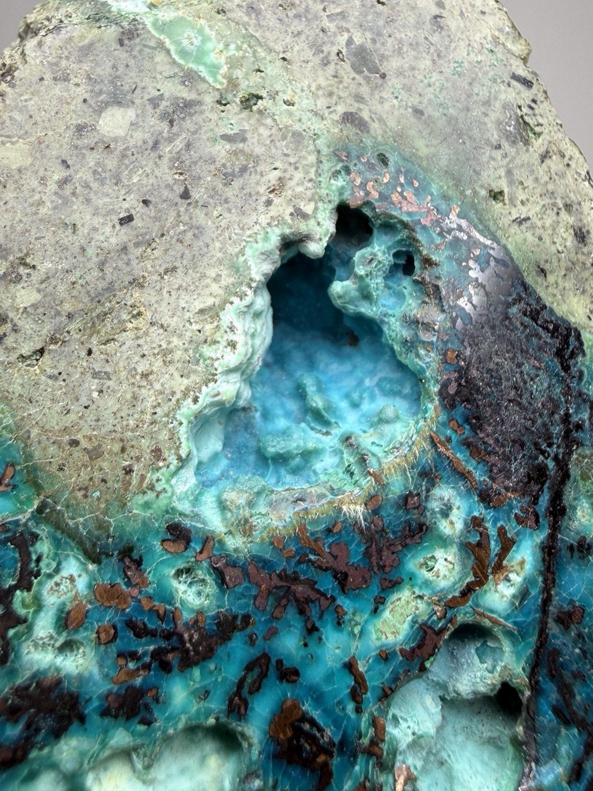 6” Polished Native Copper in Chrysocolla — Display Specimen (Indonesia)