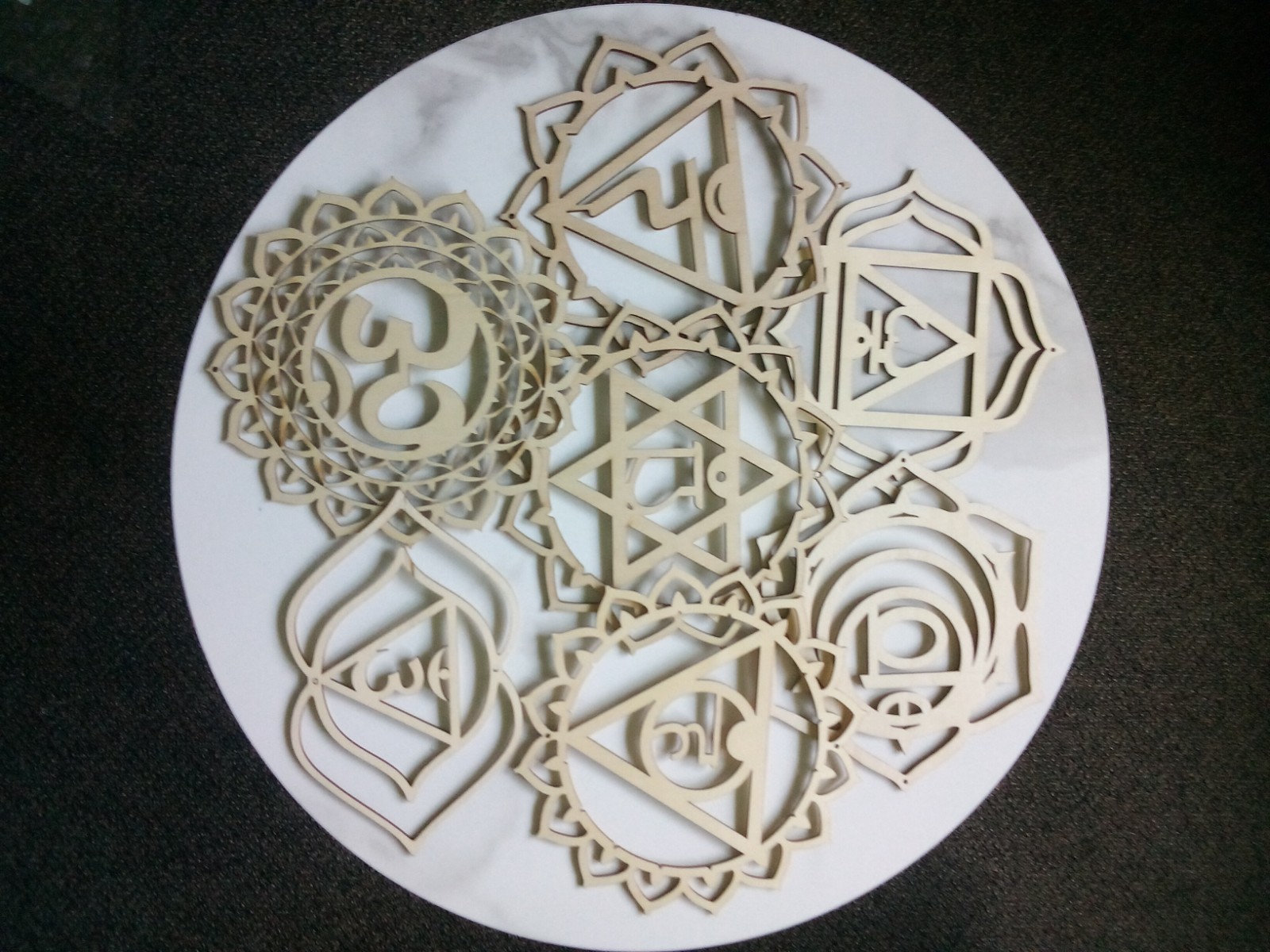 7pcs/set Wooden Chakra Board Reiki, Sacred Geometry, Wall Hanging Sculpture