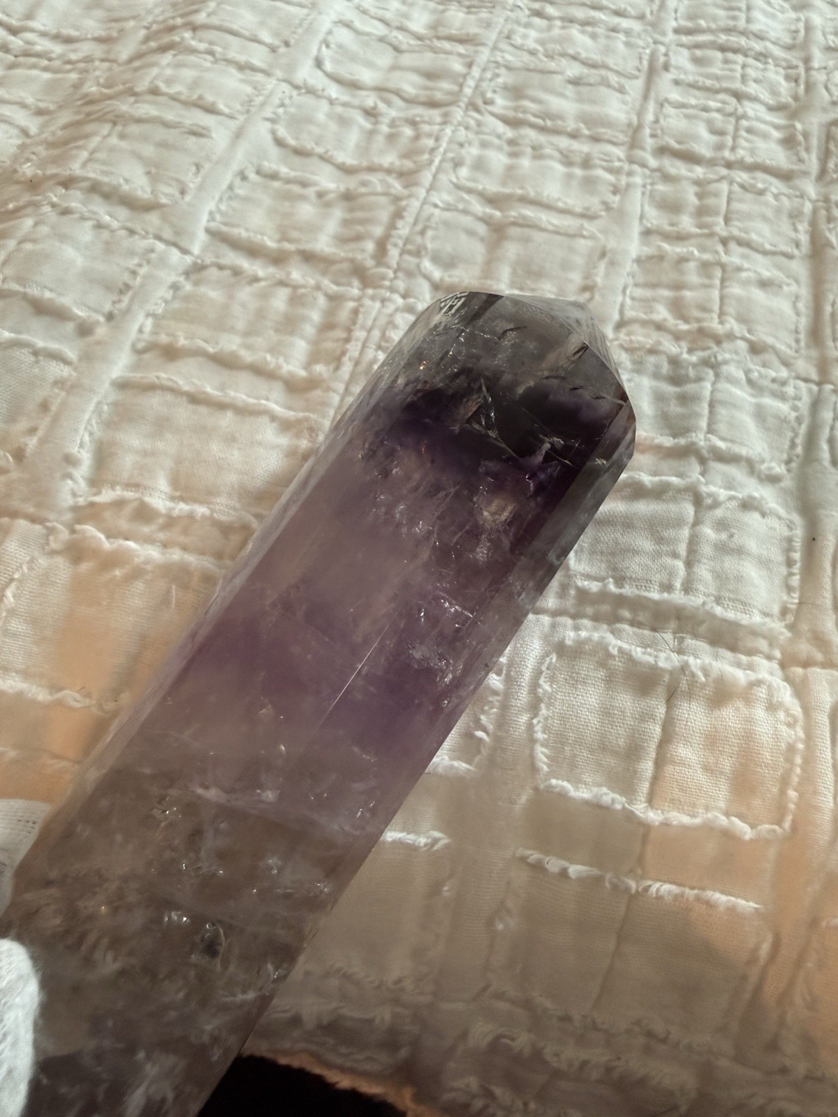 9-1/2in Amethyst Vogel Style 24-Sided Crystal Wand With Stand