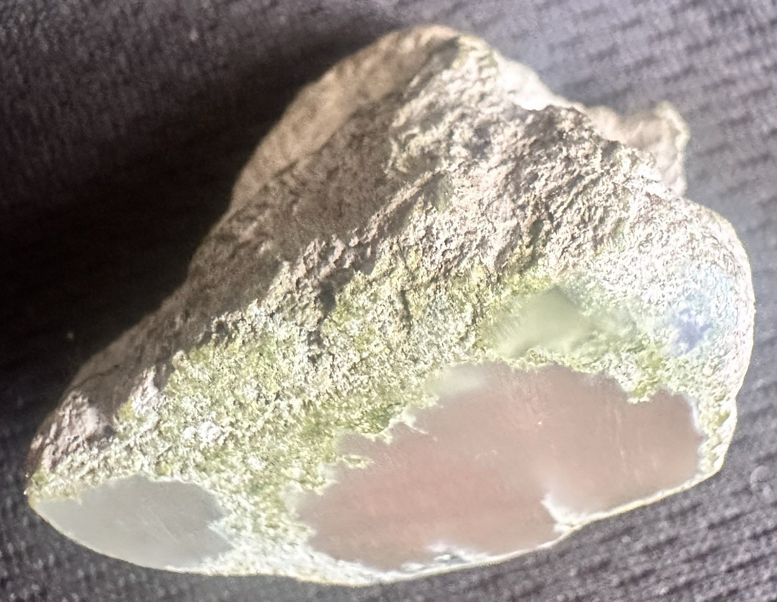 1.4” Dark Brown Datolite In Green Epidote & Basalt -Nassau Mine, Ontonagon, Mich