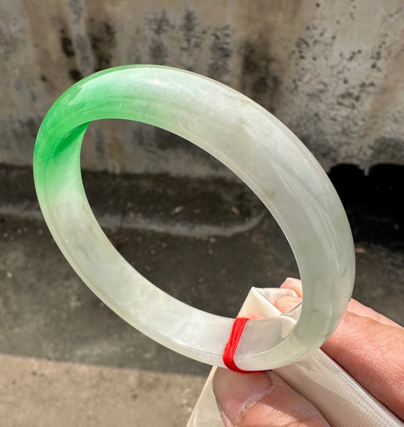 Certified Natural Grade AAA Ice Green Burmese Jade jadeite bracelet bangle 64MM
