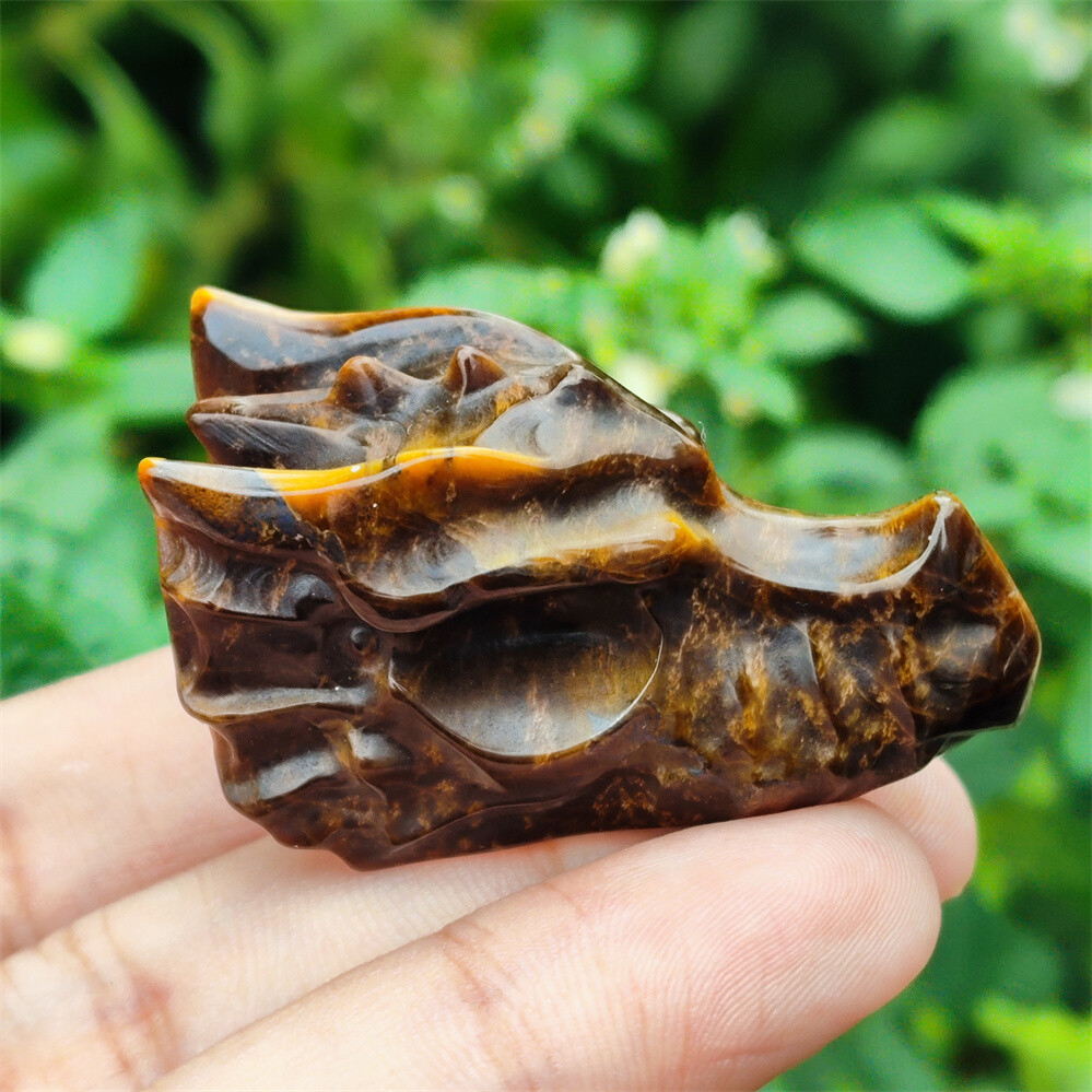 2″ Natural Hand Carved Dragon Skull Quartz Crystal Skull Gem Reiki Healing 1PC