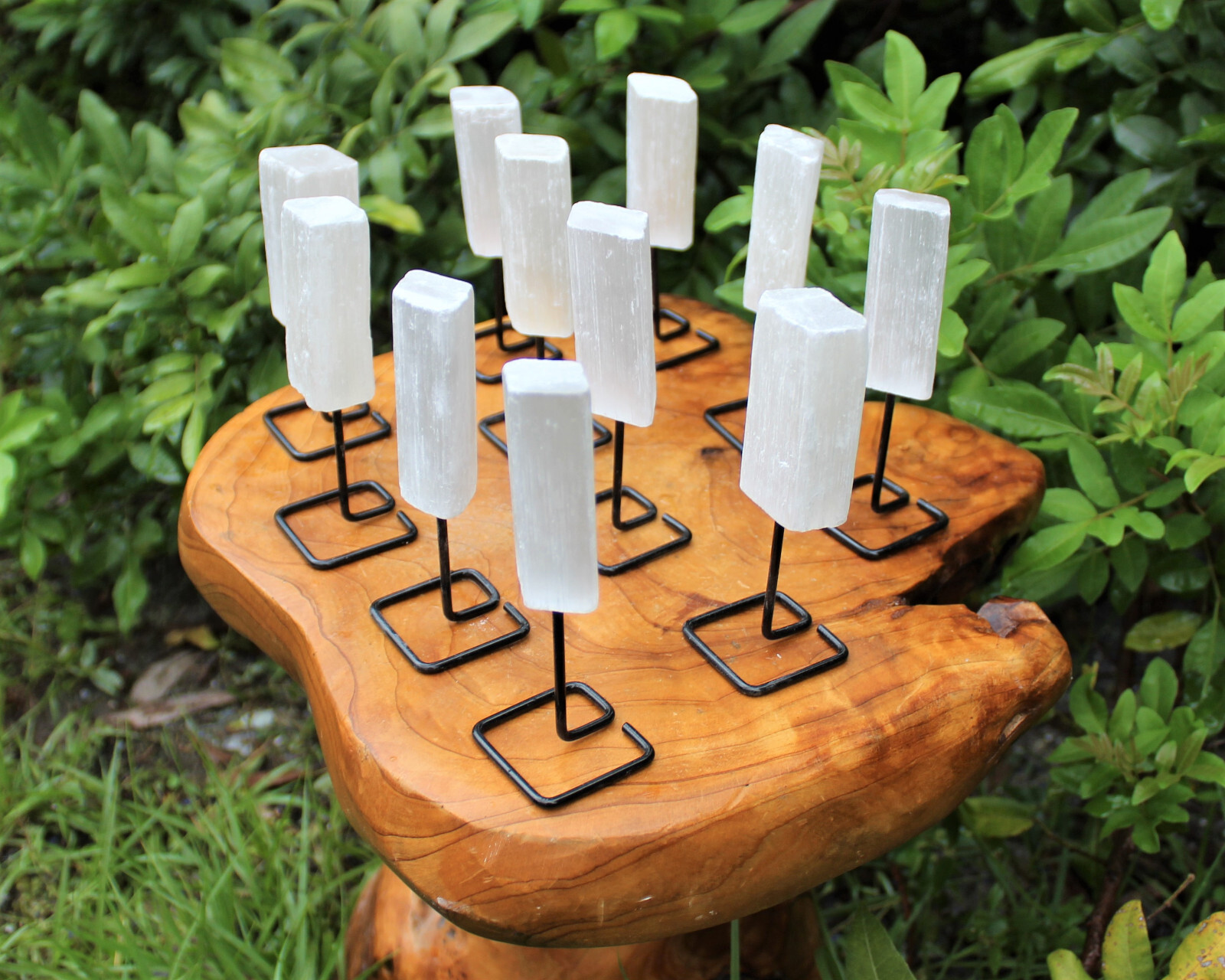 Selenite Stick On Metal Stand (Selenite Crystal On Pin, Natural Selenite Wand)