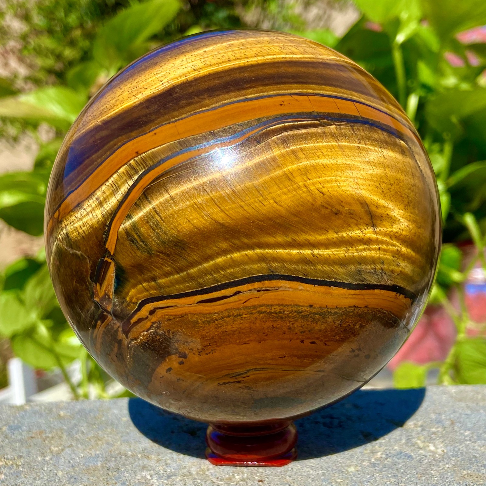 3.41LB Natural Tiger’s eye stone quartz Sphere crystal ball rock Healing