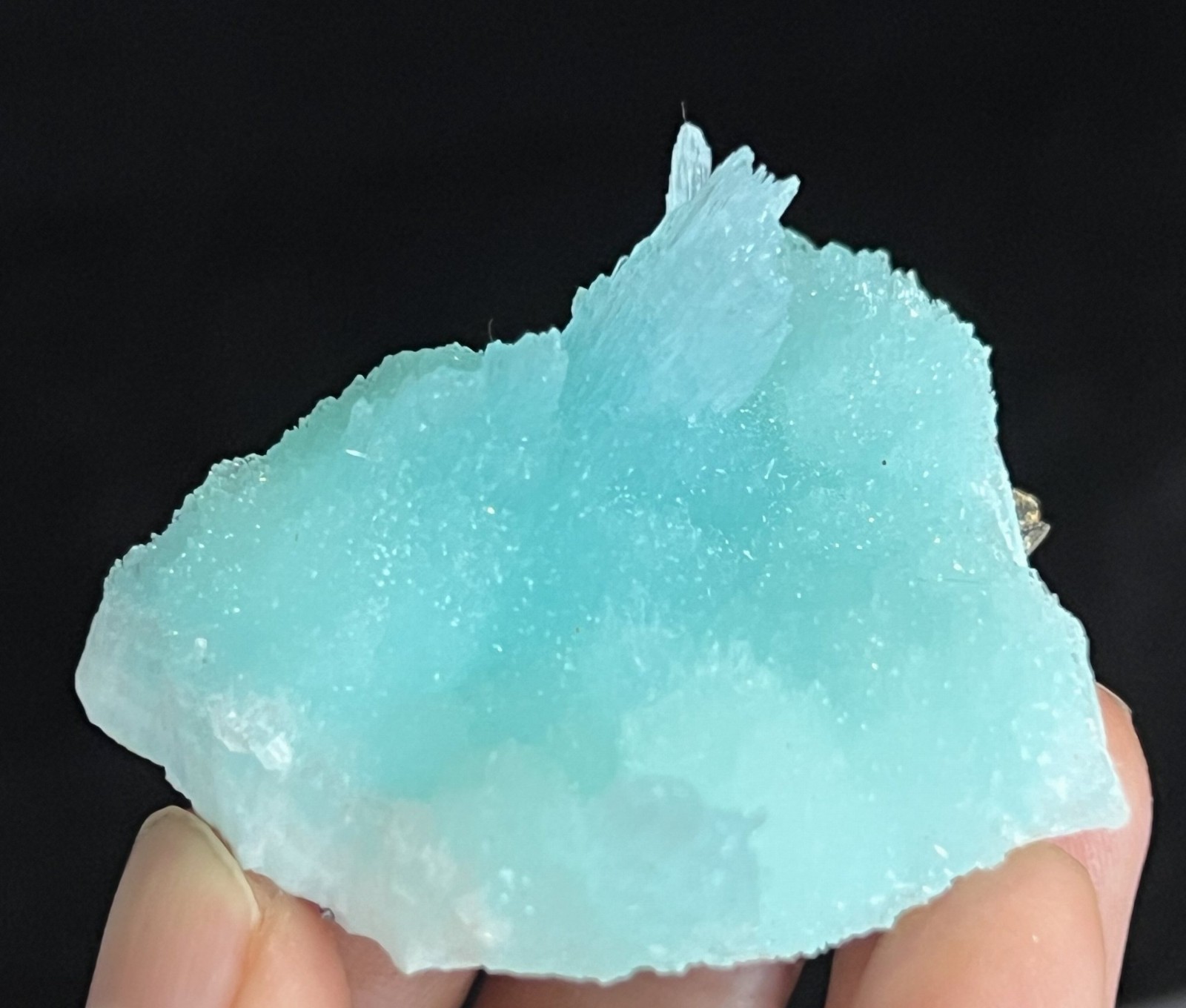 54mm Sparkling Iceberg-like Elegant Blue Aragonite , Natural Mineral Specimen