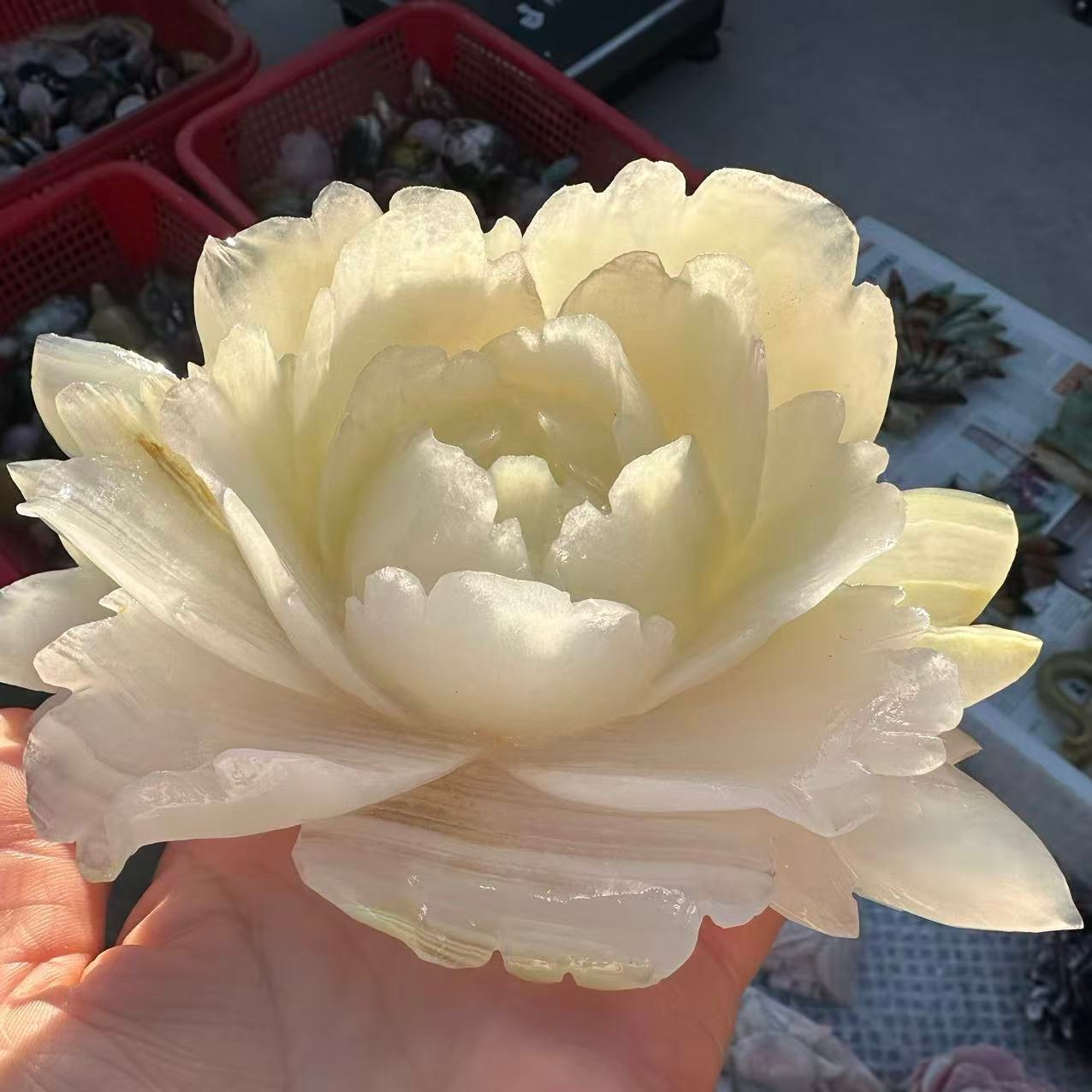 1pc Natural White Quartz Carved Flower Skull Crystal Reiki Healing Decor Gift