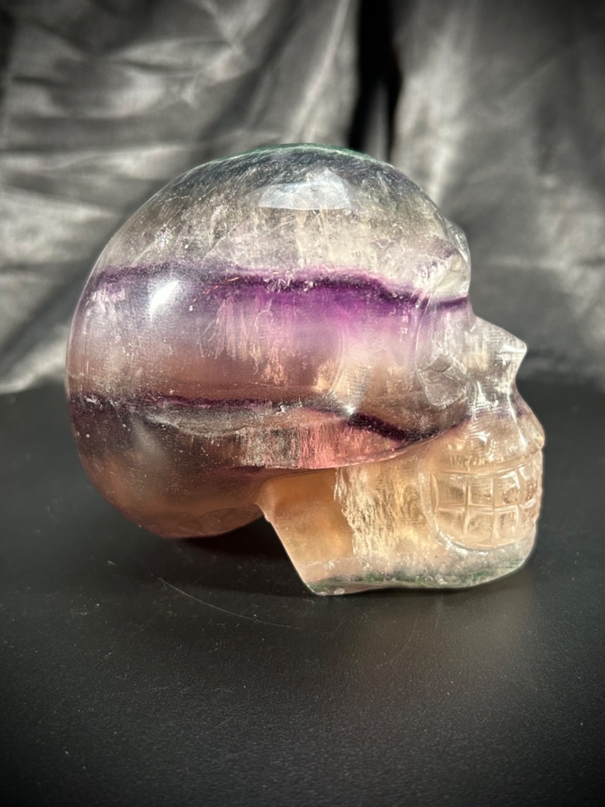 4″ Rainbow Fluorite Skull 2lb 6.7oz (1097 grams)