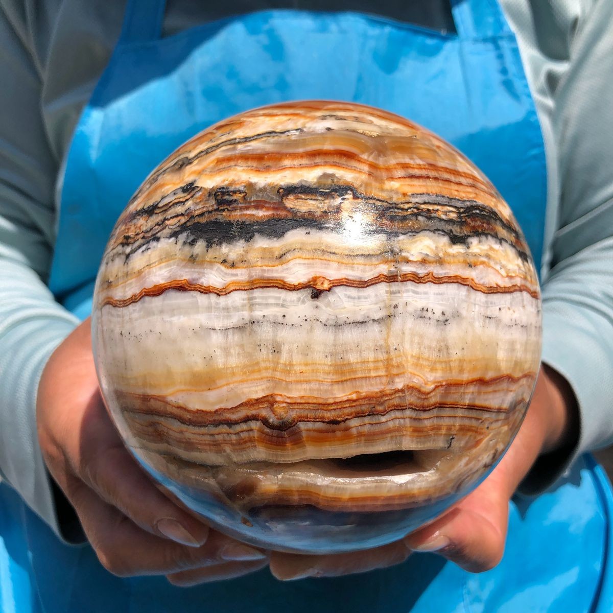 7.12LB Rare Natural Striped Agate Ball Quartz Crystal Sphere Aura Healing 4824