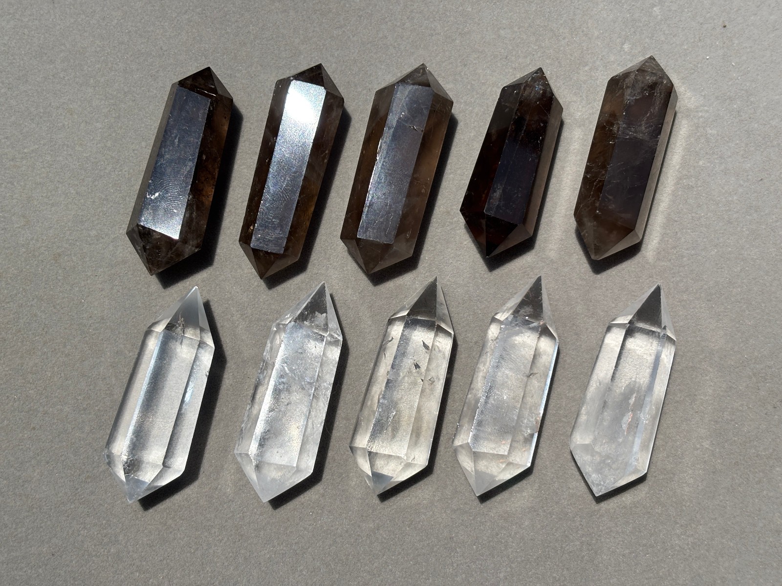 10pcs Lot Clear and Smokey Mixed Natural Quartz Crystal Double Terminated Points