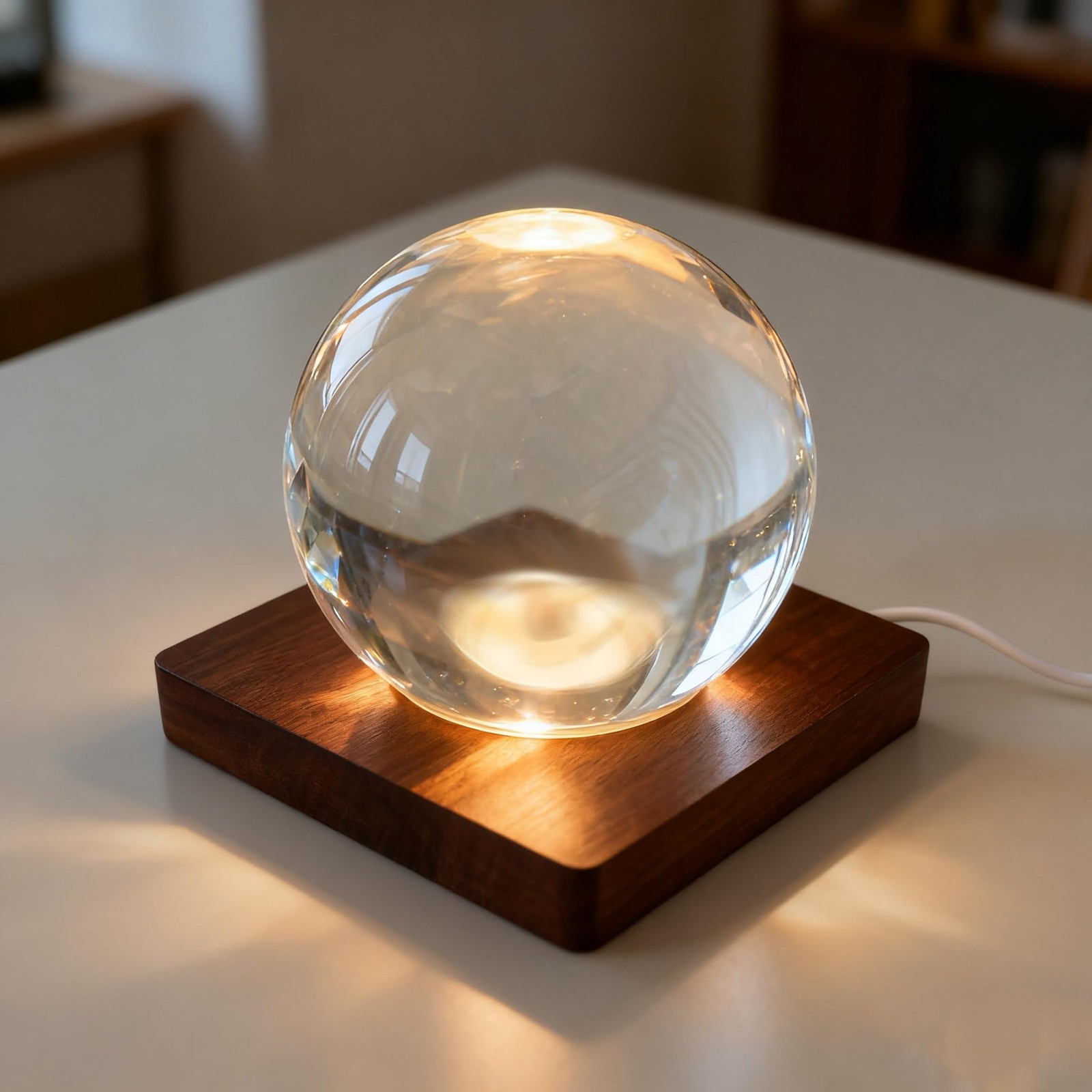 2Pcs Wooden LED Light Base Display Lighted Base for Crystals – Brown Square W…