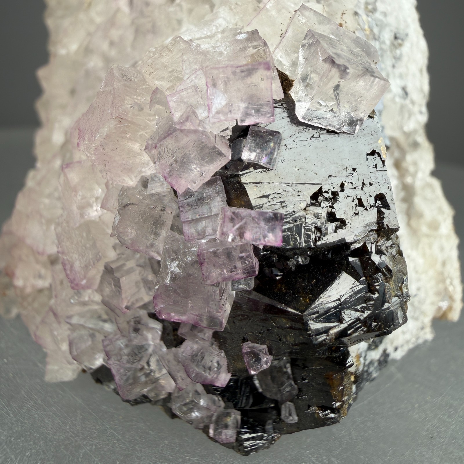 Nice Fluorite Crystals on Sphalerite: Caldwell Quarry, Boyle County, Kentucky