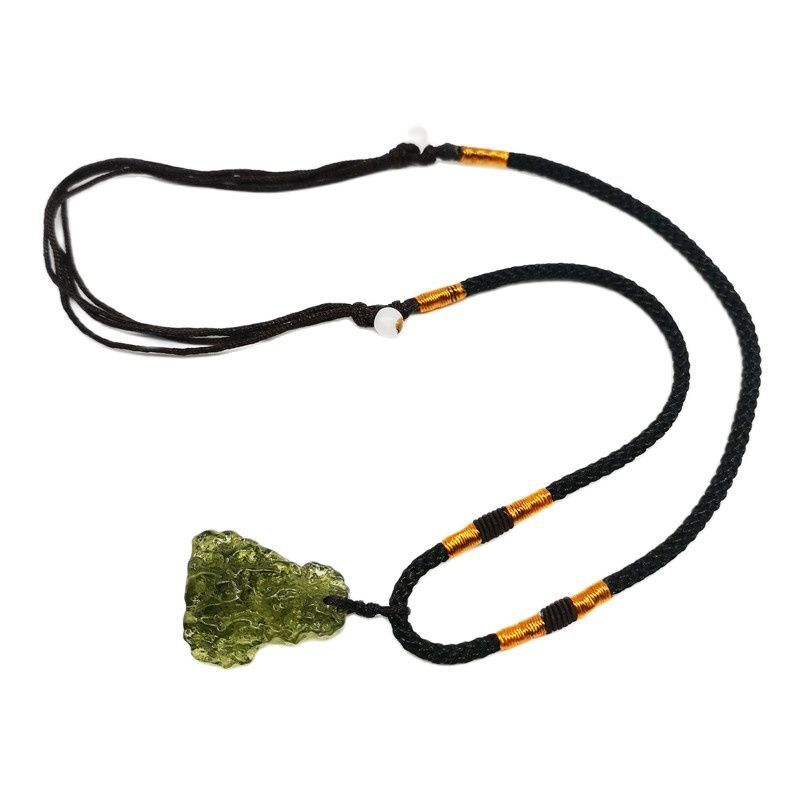 1-4PCS Rare Natural Crystal Green Gem Moldavite Meteorite Glass Necklace Pendant