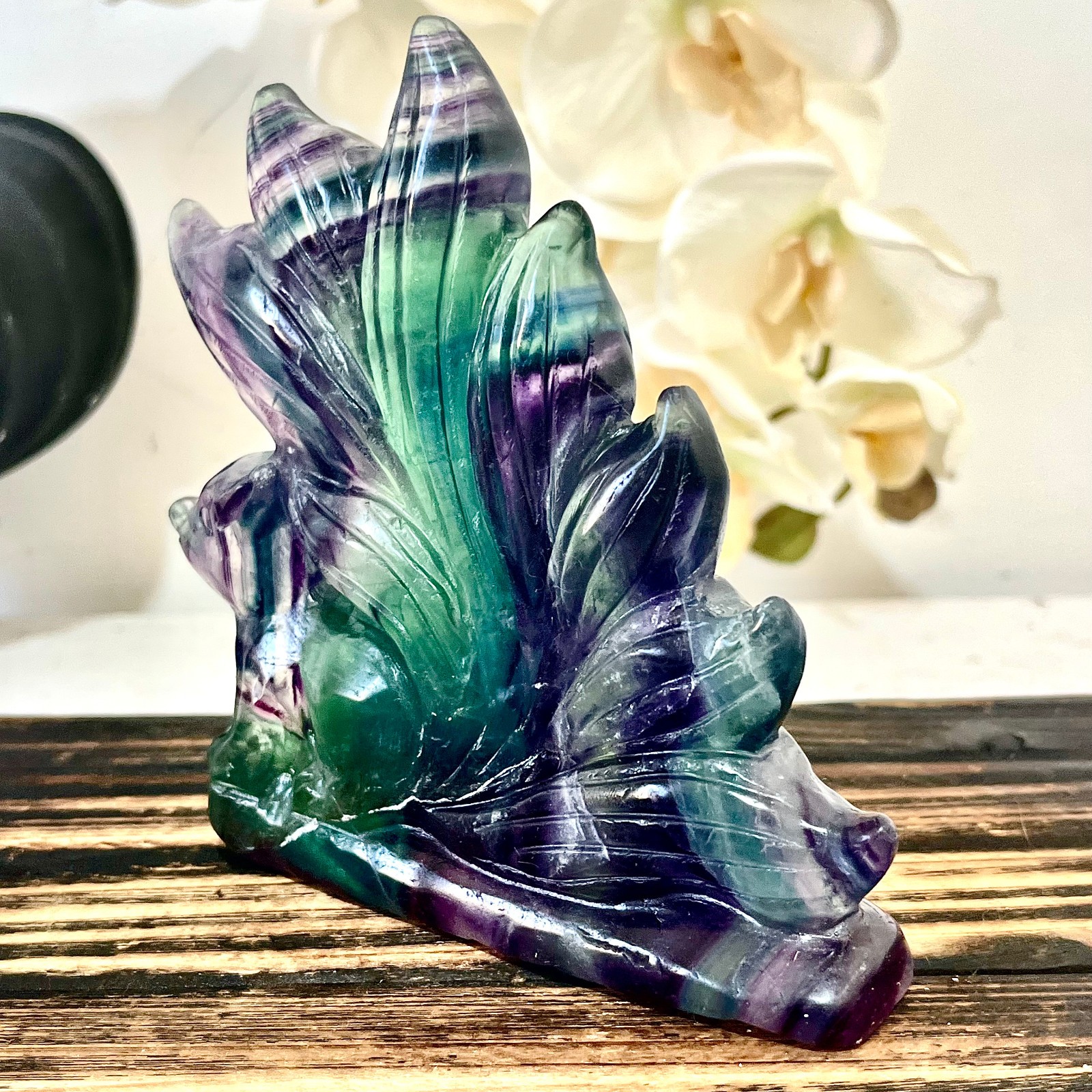 1.47LB Natural fluorite quartz products, hand carved and polished spiritual orna