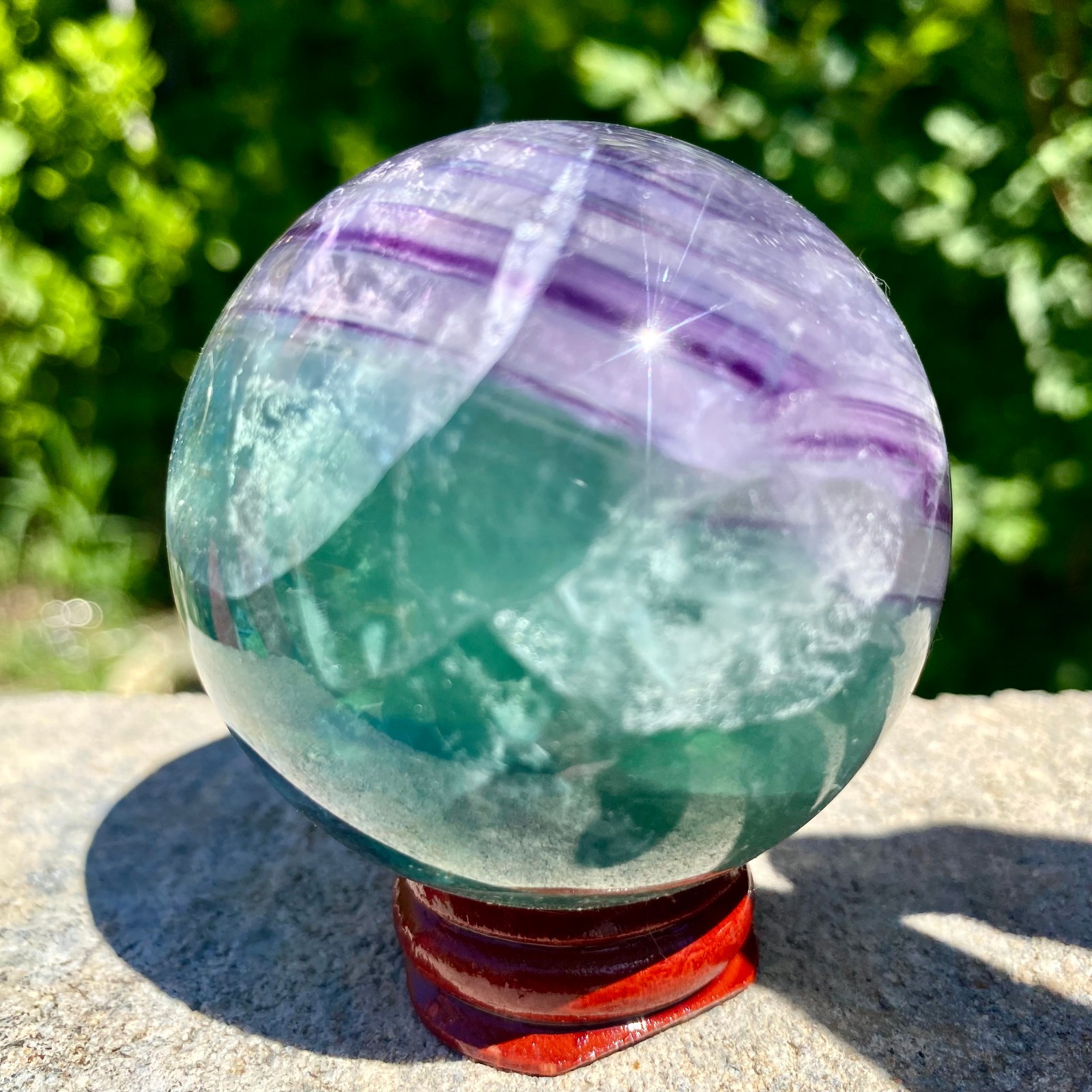 305G natural Green fluorite ball quartz crystal Sphere Reiki energy healing