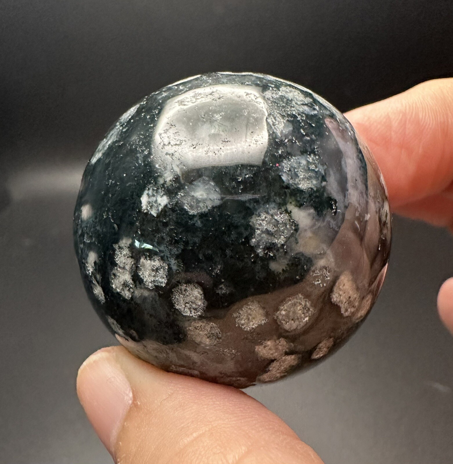 Green Moss Agate Crystal Sphere Spider Stand Free Shipping