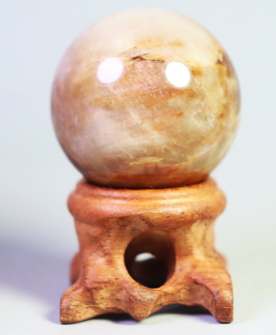 36mm Natural Polished Rutilated Quartz Crystal Sphere Ball Healing/Stand