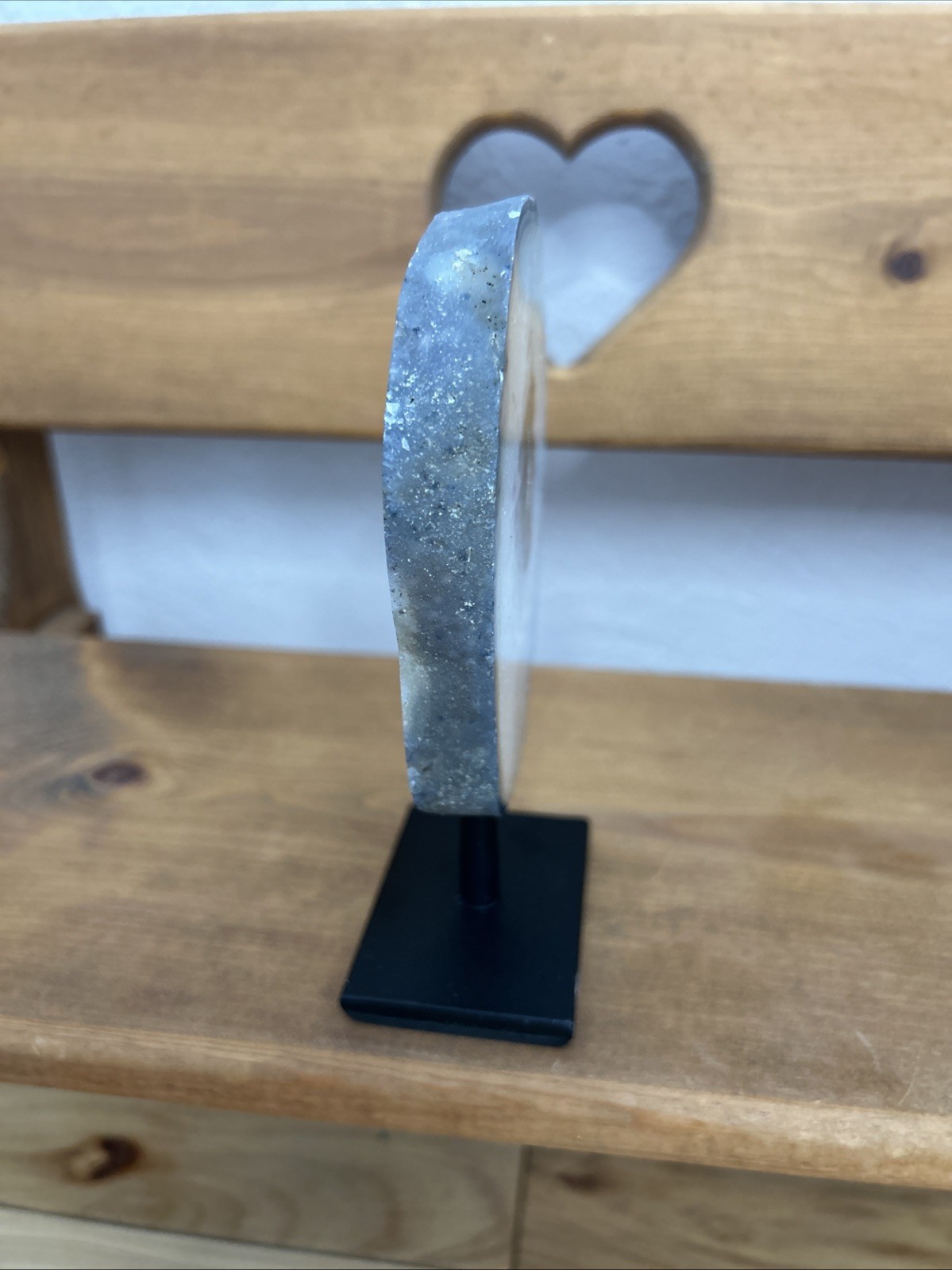 RAW BRAZILIAN AGATE STONE 3/8in Thick Natural Rough Stone On Black Stand