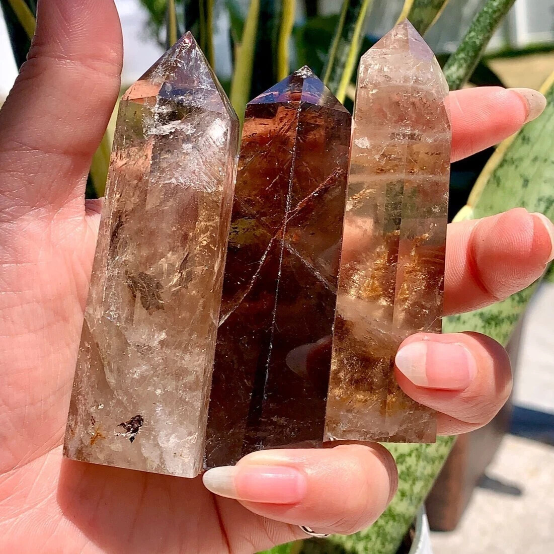Natural Smoky Quartz Crystal Tower Point Wand HealingObelisk Home Decor Gifts