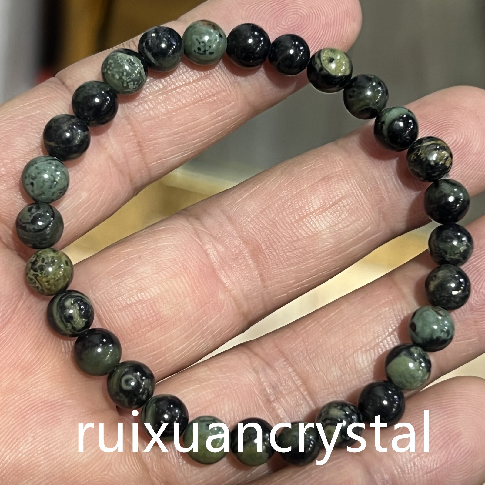 Wholesale Lot 6pcs Natural Peacock’s eye stone 6 mm 7.5″Crystal Stretch Bracelet