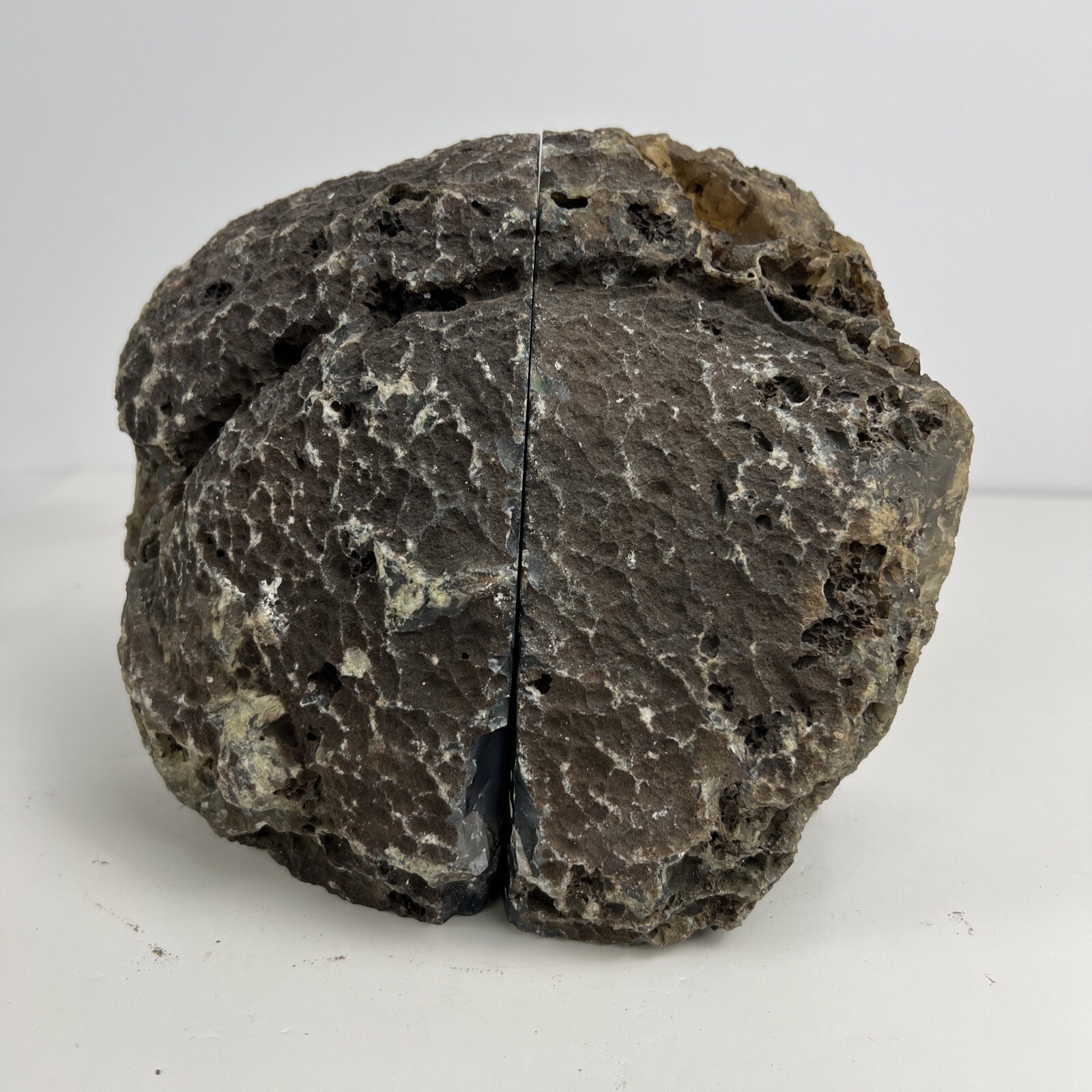 Geode Vibrant Beautiful Brazilian White Green Brown Agate Geode Bookends Rare