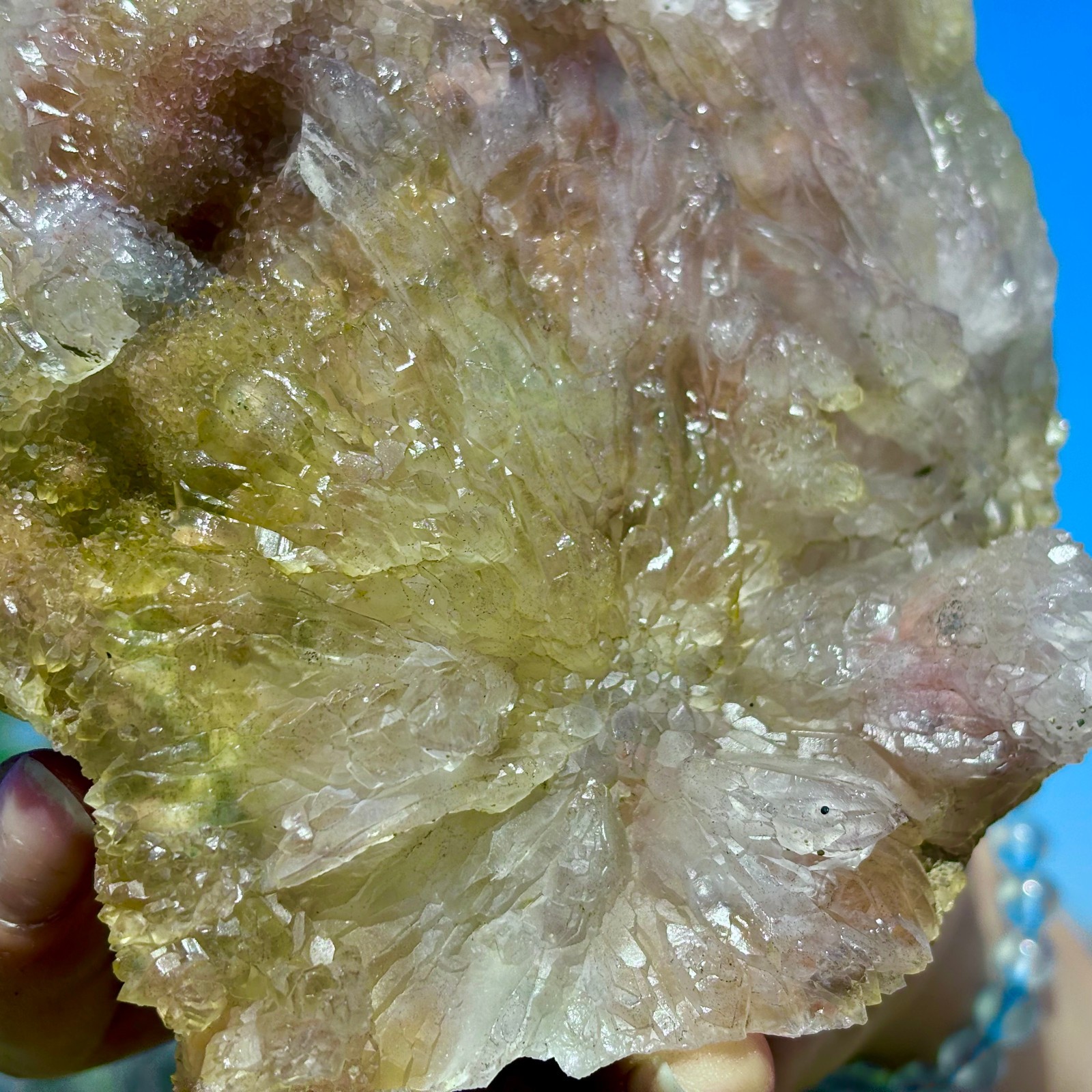 2.08LB Rare Natural Transparent Sunflower Fluorite Mineral Crystal Sample/China
