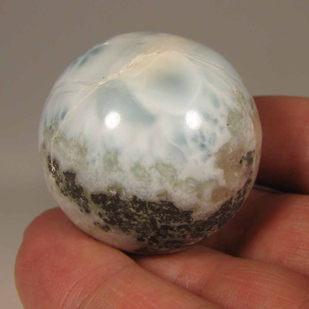 38mm Blue LARIMAR Polished Gemstone Sphere Ball w/ Stand – Dominican Republic