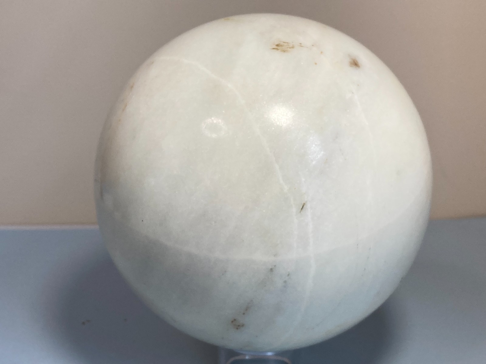 White Marble Polished Sphere over 5 inch over 11 lb from Brazil
