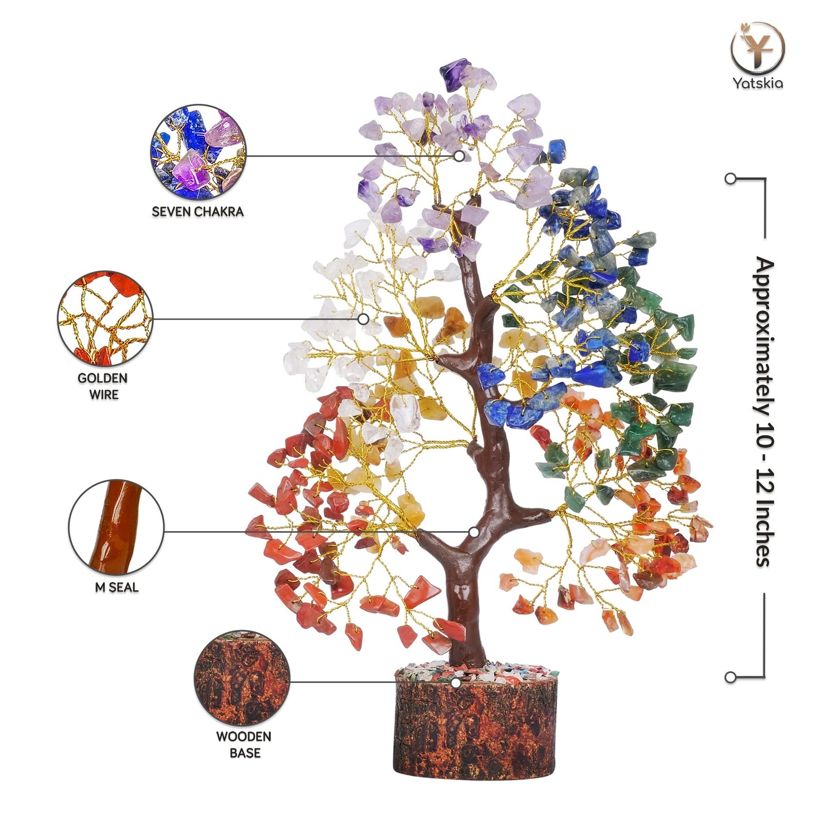 YATSKIA 7 Chakra Tree of Life – Crystals and Healing Stones | Birthday Gifts | C