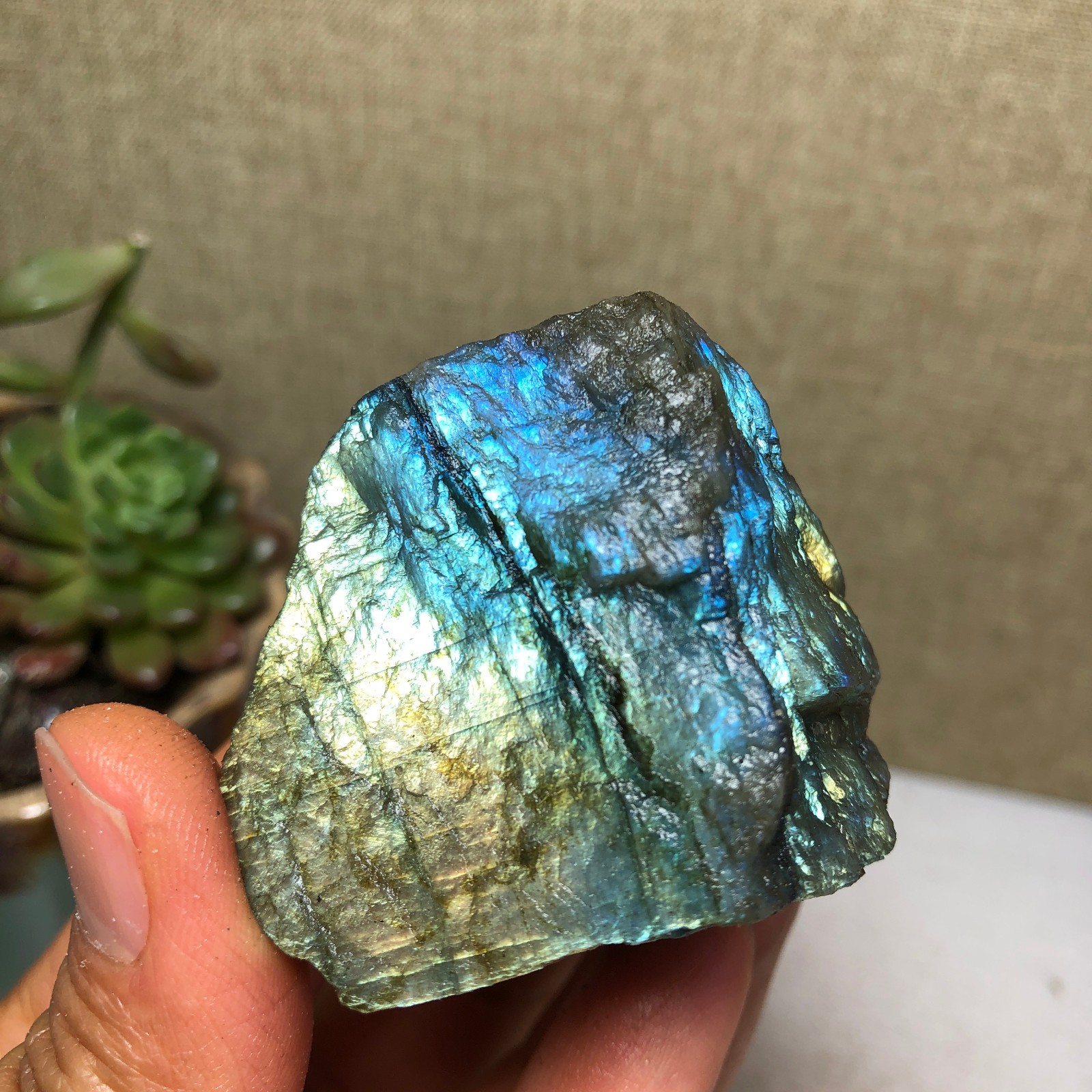 41mm Natural Labradorite Crystal gemstone rough original Specimen 90g A4218