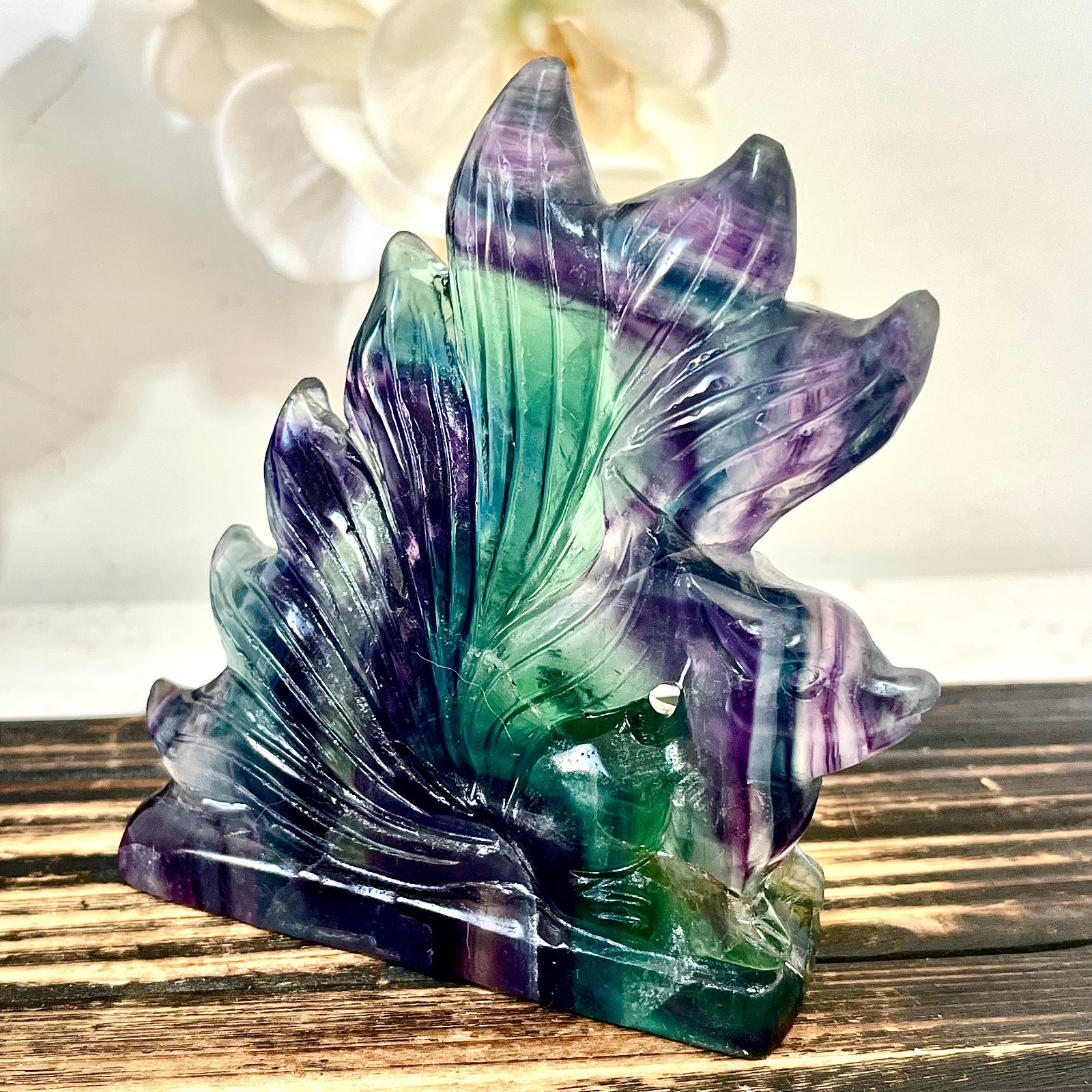 1.47LB Natural fluorite quartz products, hand carved and polished spiritual orna