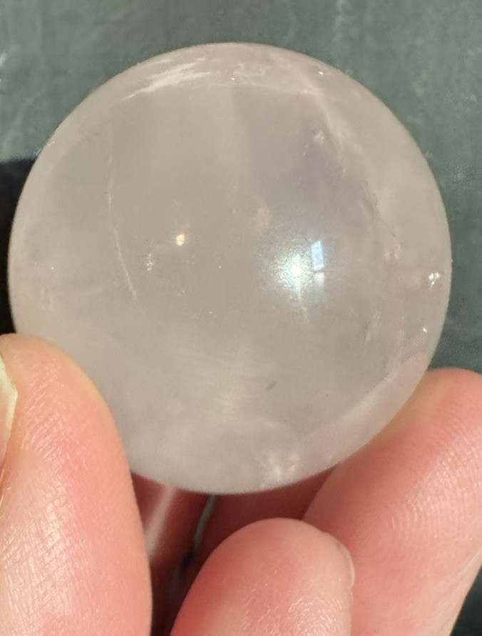 40mm Rose Quartz Ball Polished Stone with Rainbow Inclusion Pale Pink Beautiful