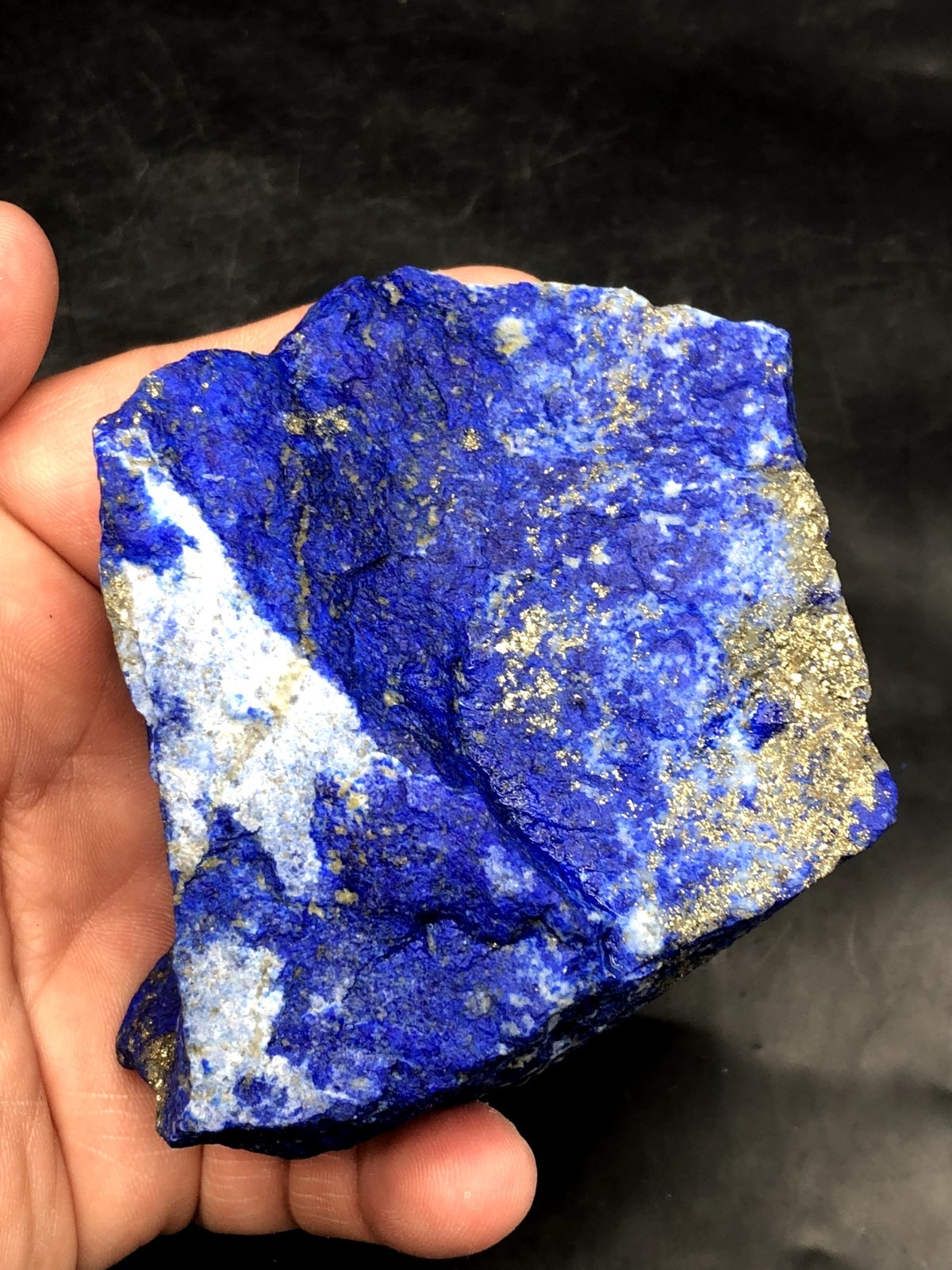 Natural Lapis Lazuli Rough 80mm Royal Blue Pyrite Crystal Mine Stone 564g J9…2