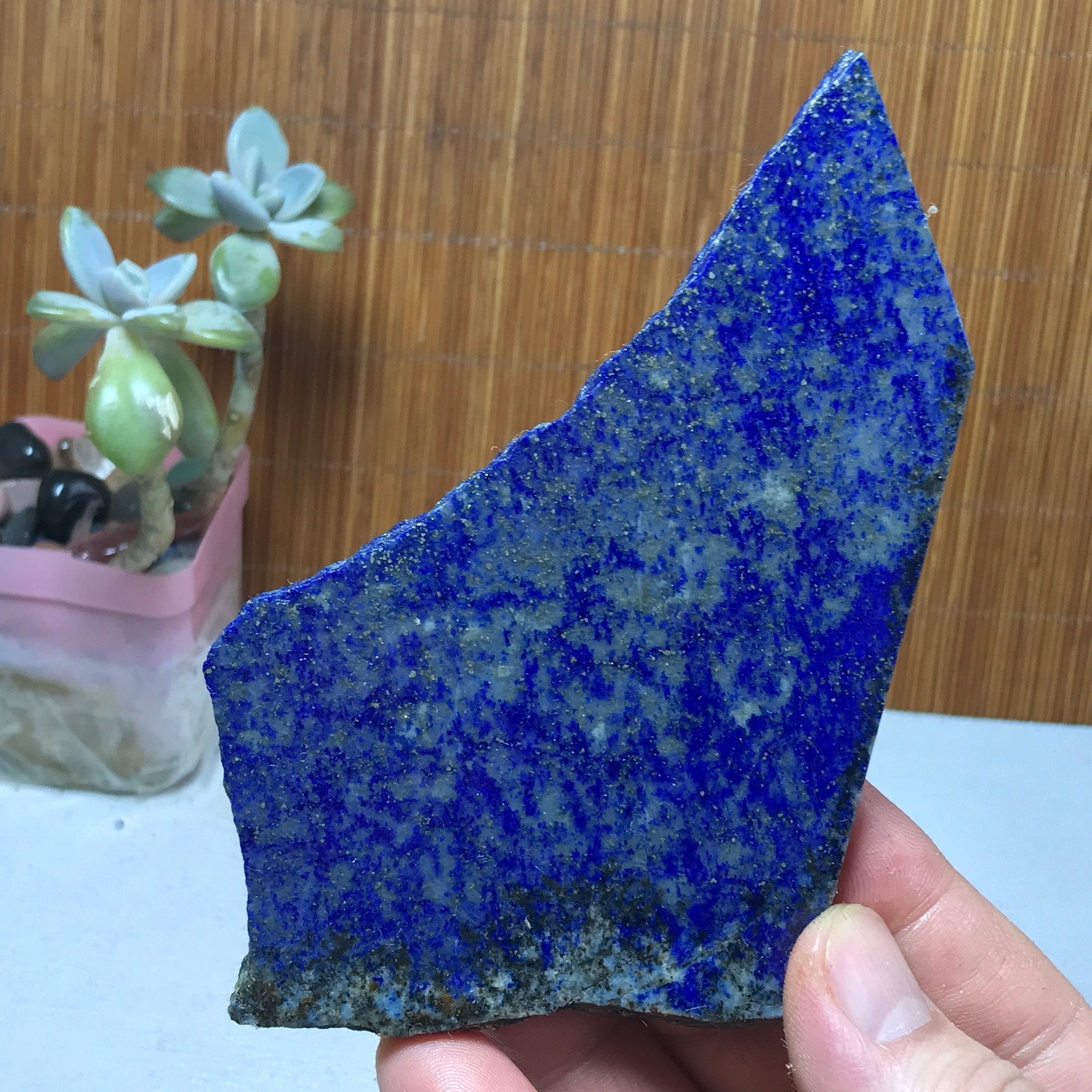 118-79-6mm Natural Lapis lazuli slice Crystal gemstone Polish/rough 104g A2860