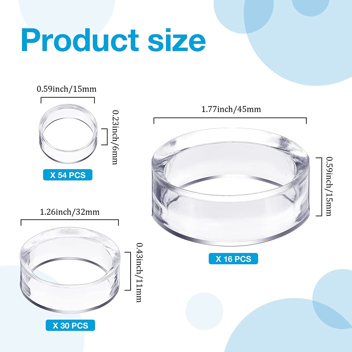 100Pcs Acrylic Sphere Stand Clear Plastic Ring Display D�Cor round for Golf Ball