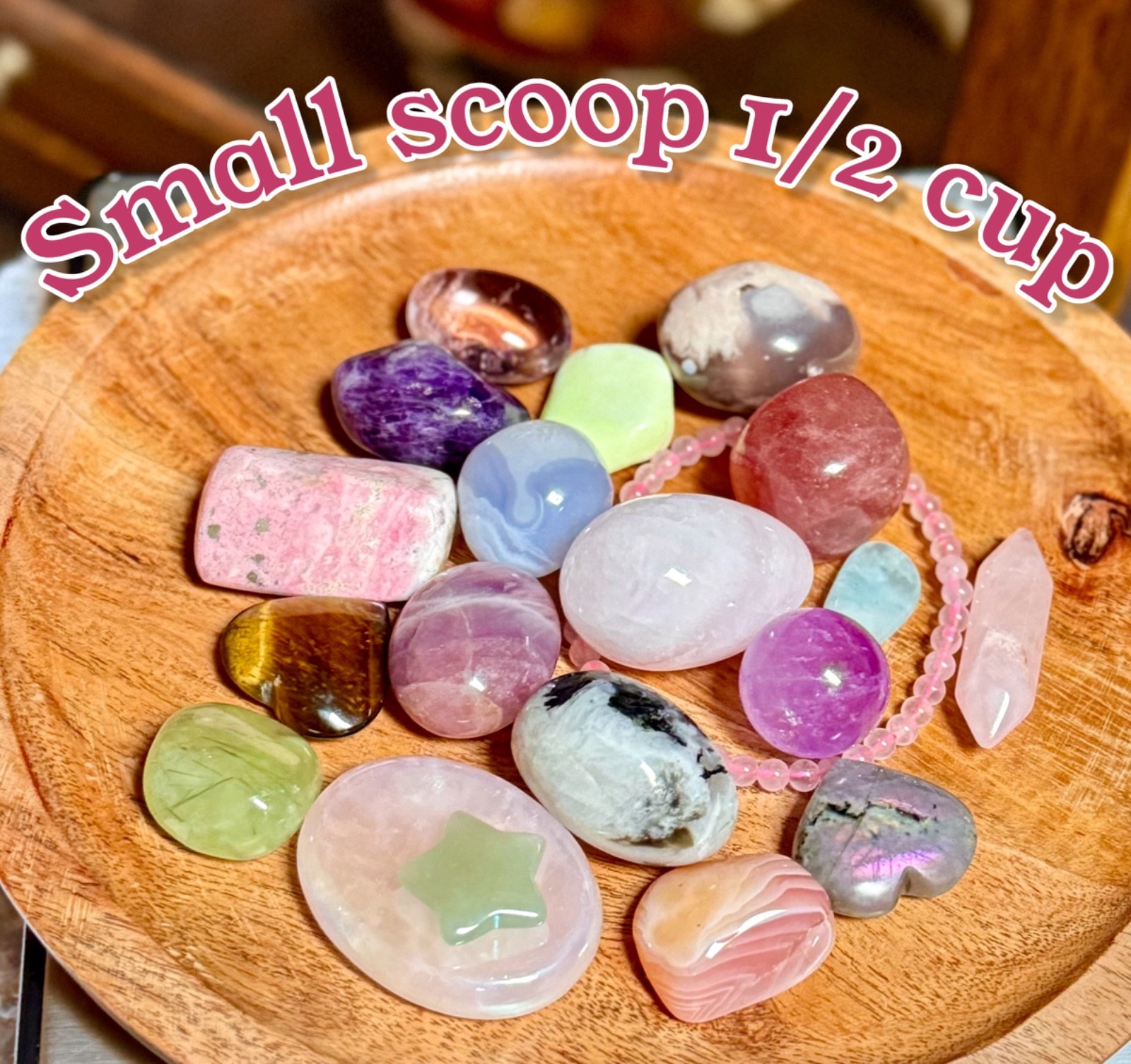 Lucky Crystal Confetti Scoop No Chips Carvings Towers Palm Stones 1/2-2LB