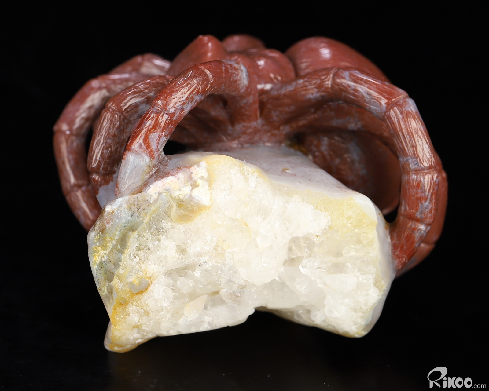 4.1″ Indian Agate Hand Carved Crystal Spider Sculpture, Crystal Healing