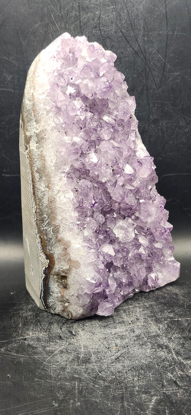 Amethyst cut base free form! 2.3 pounds, 5.5 inches tall, 3 wide, 3 thick