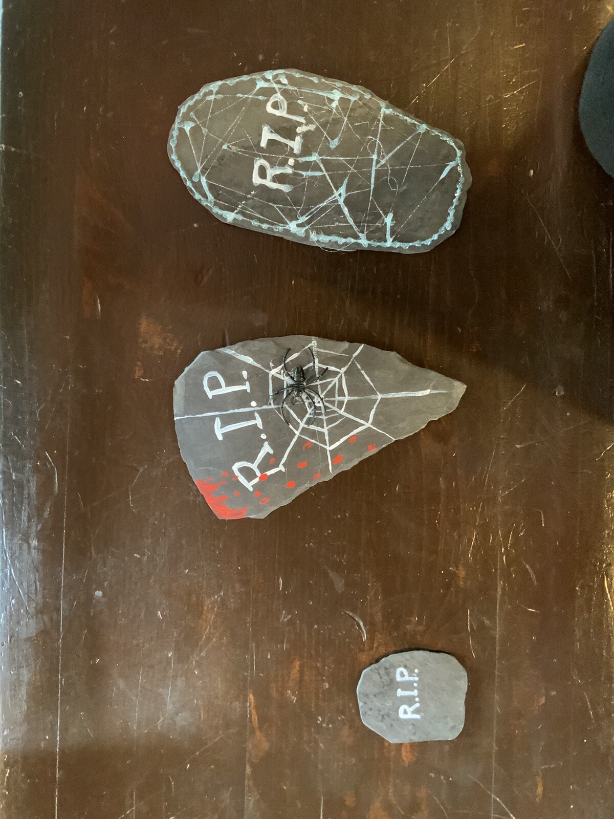 Halloween Crafts! Three Small Slate Tombstones For Kids Crafts And Decor