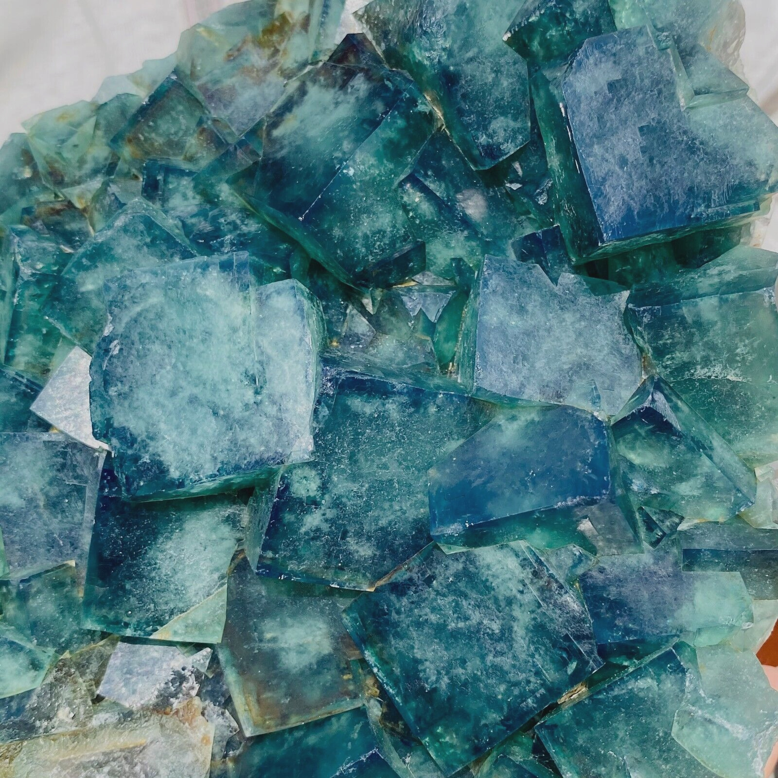 6070g Large Raw Natural Green Fluorite Cubic Crystal Cluster Rough Specimen