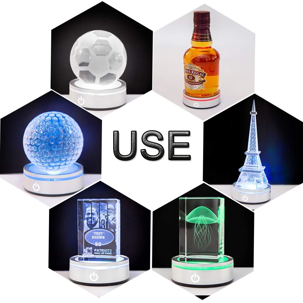 LED Light Base Lighted Display Stand for Crystal Ball Glass Art Tumbler RGB
