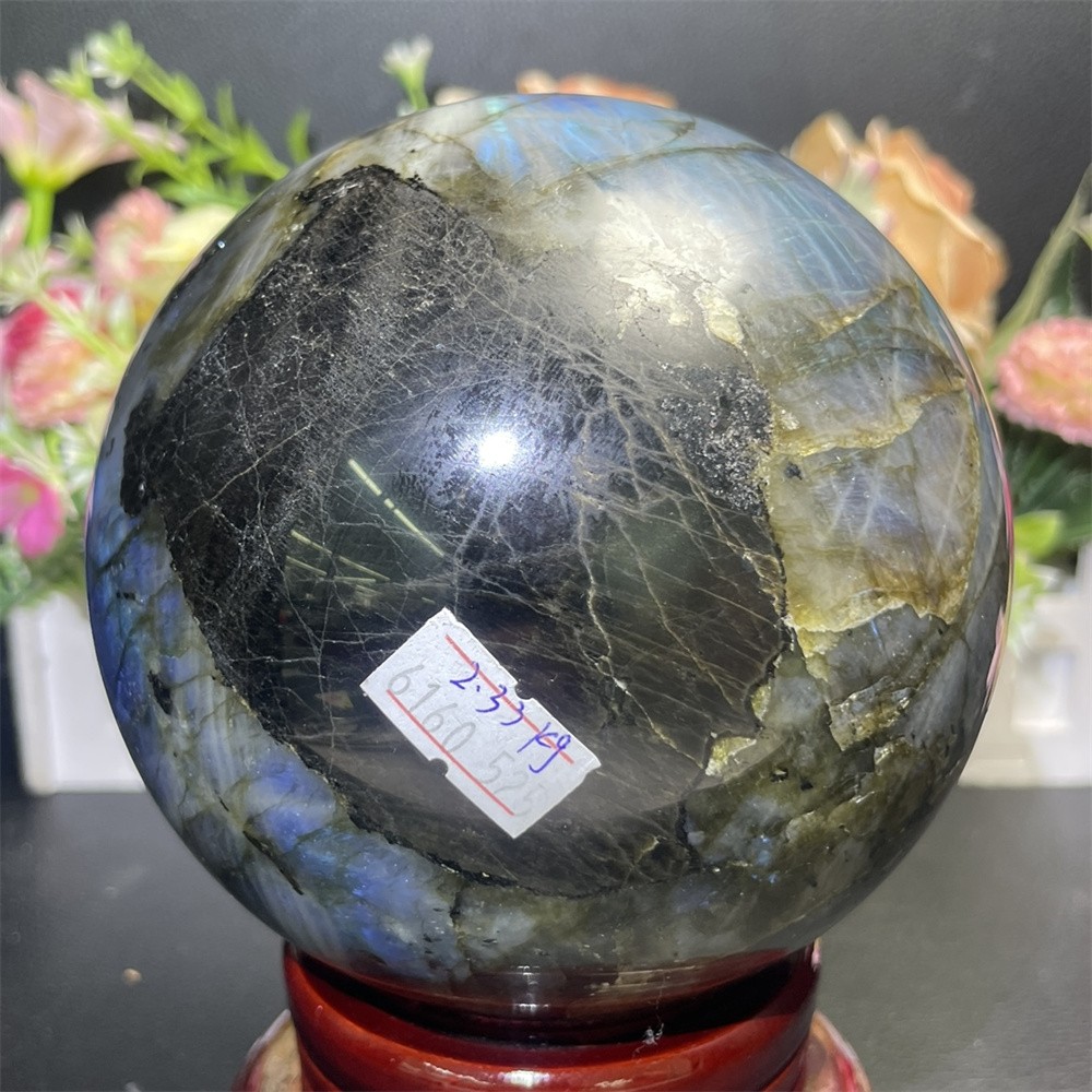 5.1LB 4.3″Natural A+Blue Flash Labradorite Sphere Ball Crystal Quartz Decor Heal