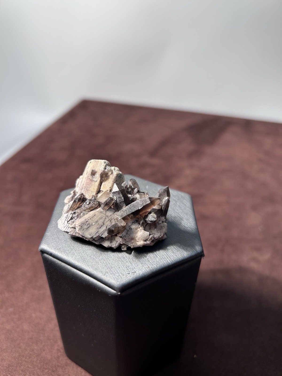 Smoky Quartz on Microcline Colorado Crystal Lined Pocket Miniature Mineral
