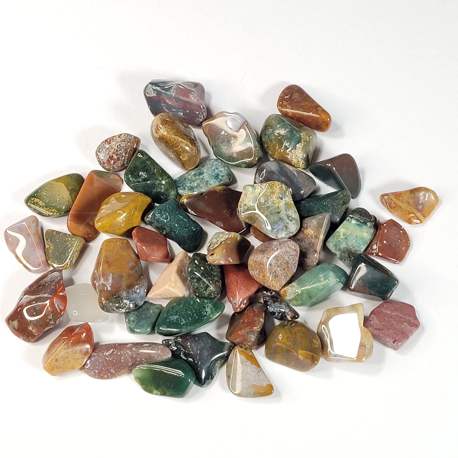 Ocean Jasper Natural Stone Tumbles in Vintage 4 oz Apothecary Glass Jar *Video*